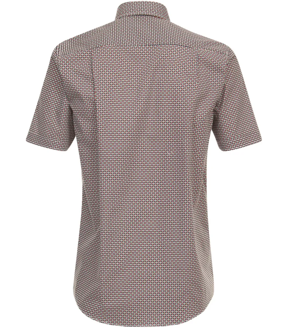 CASA MODA Sport comfort fit overhemd, korte mouw, popeline, rood dessin