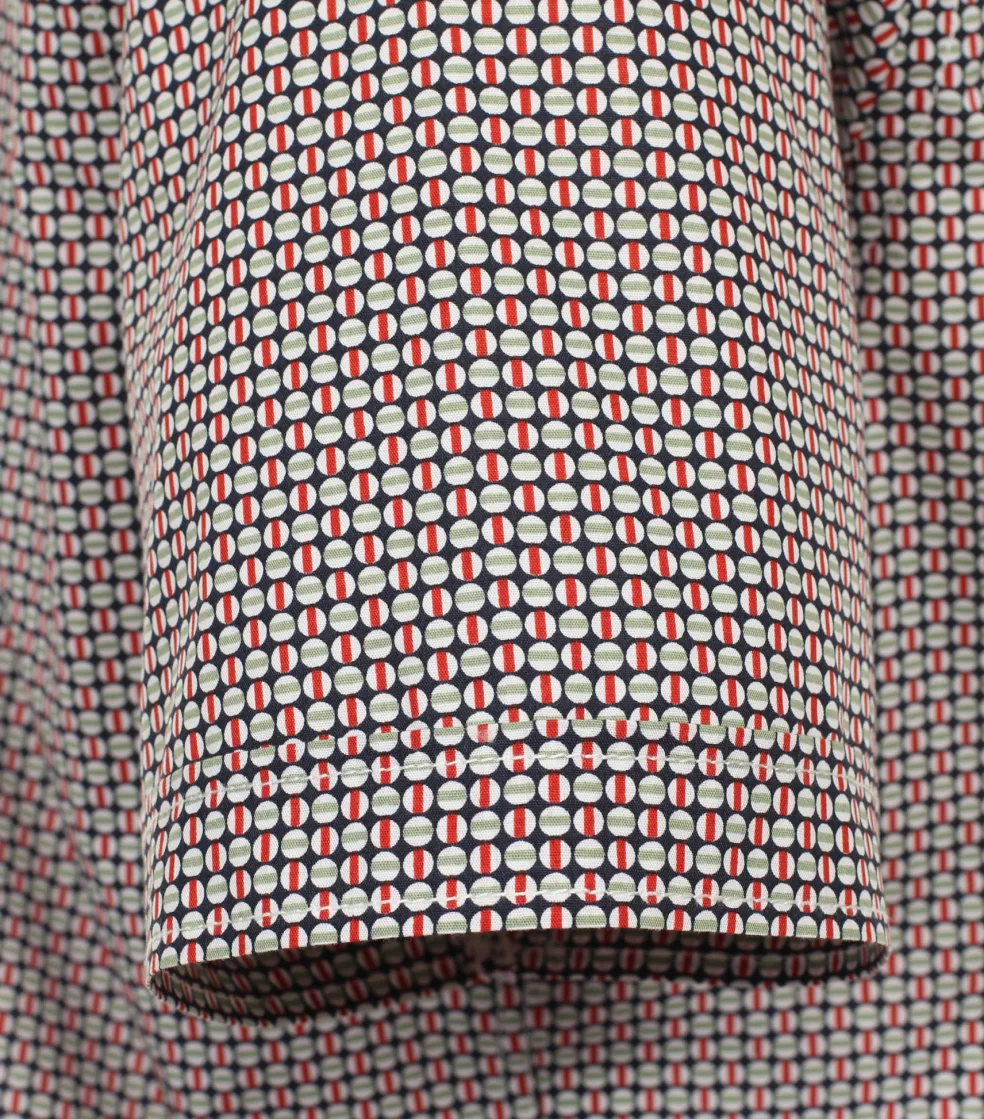 CASA MODA Sport comfort fit overhemd, korte mouw, popeline, rood dessin