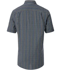 CASA MODA Sport comfort fit overhemd, korte mouw, seersucker, blauw geruit