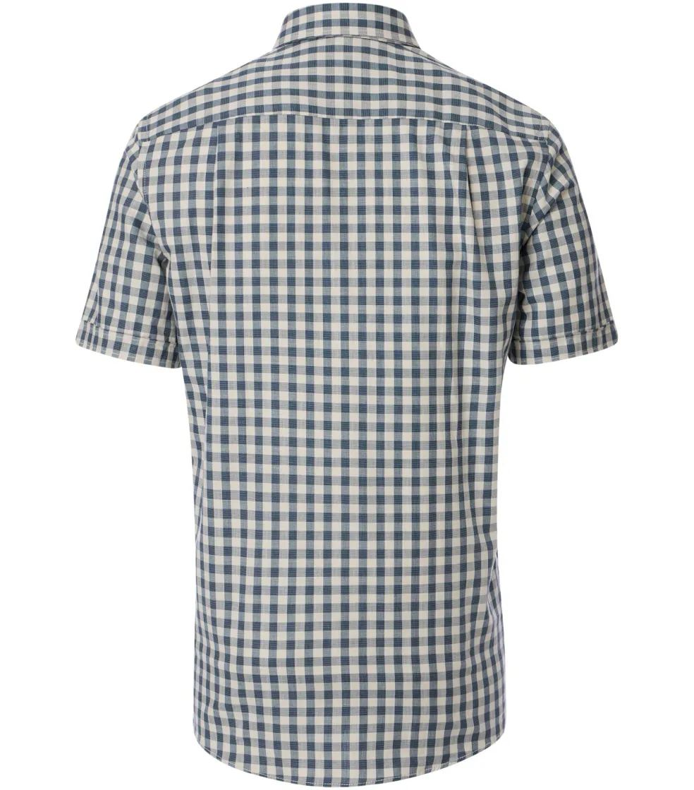 CASA MODA Sport comfort fit overhemd, korte mouw, chambray, beige geruit