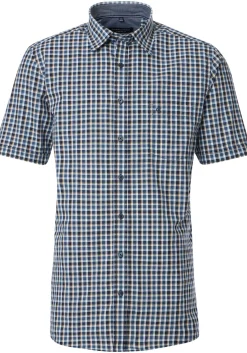 CASA MODA Sport comfort fit overhemd, korte mouw, chambray, blauw geruit