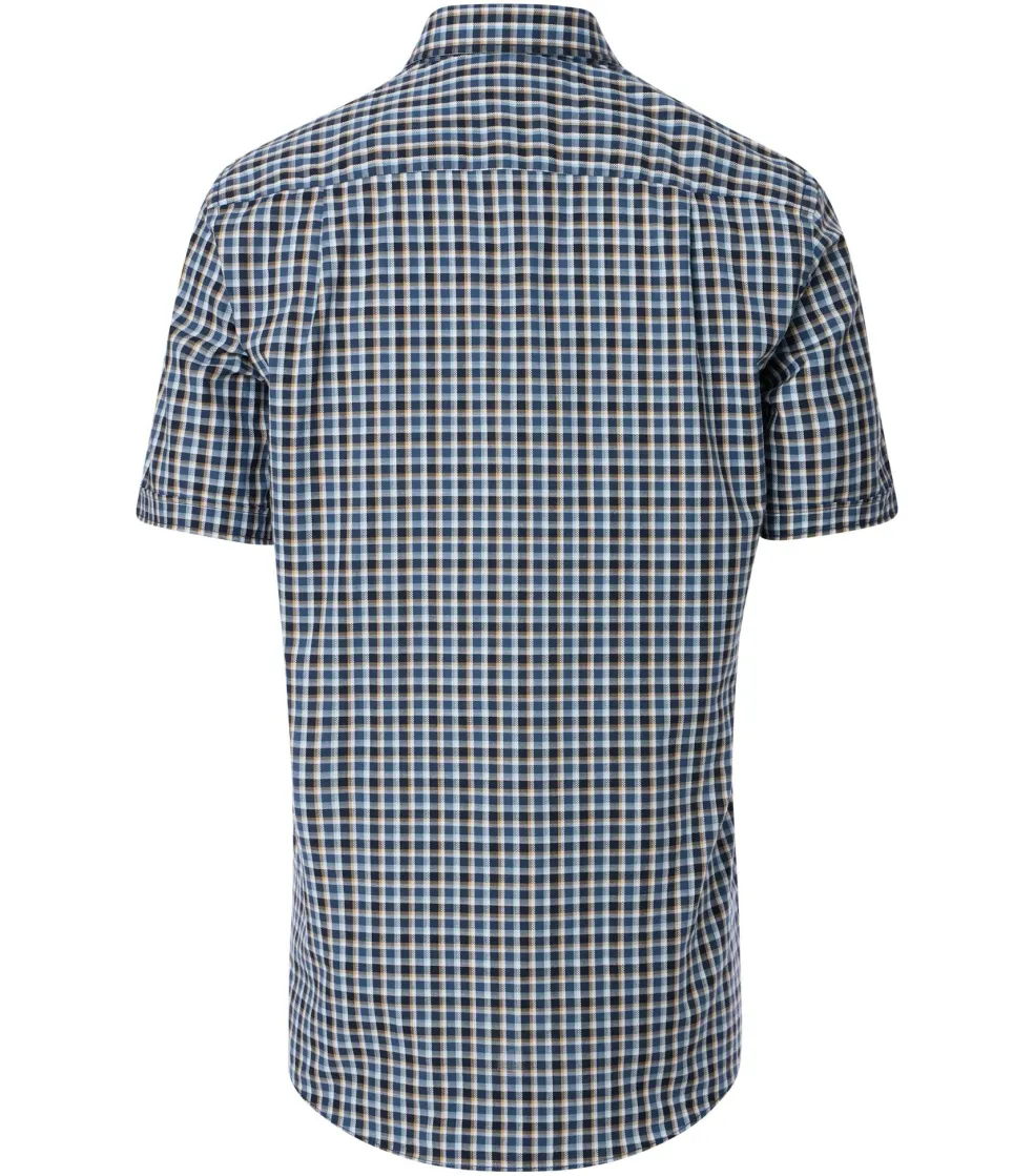CASA MODA Sport comfort fit overhemd, korte mouw, chambray, blauw geruit