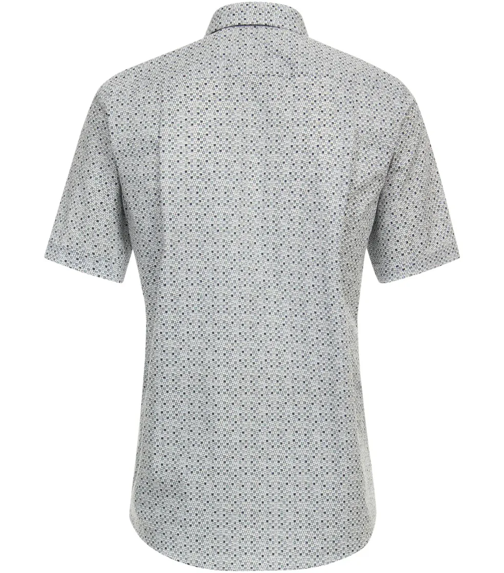 CASA MODA Sport comfort fit overhemd, korte mouw, popeline, blauw dessin