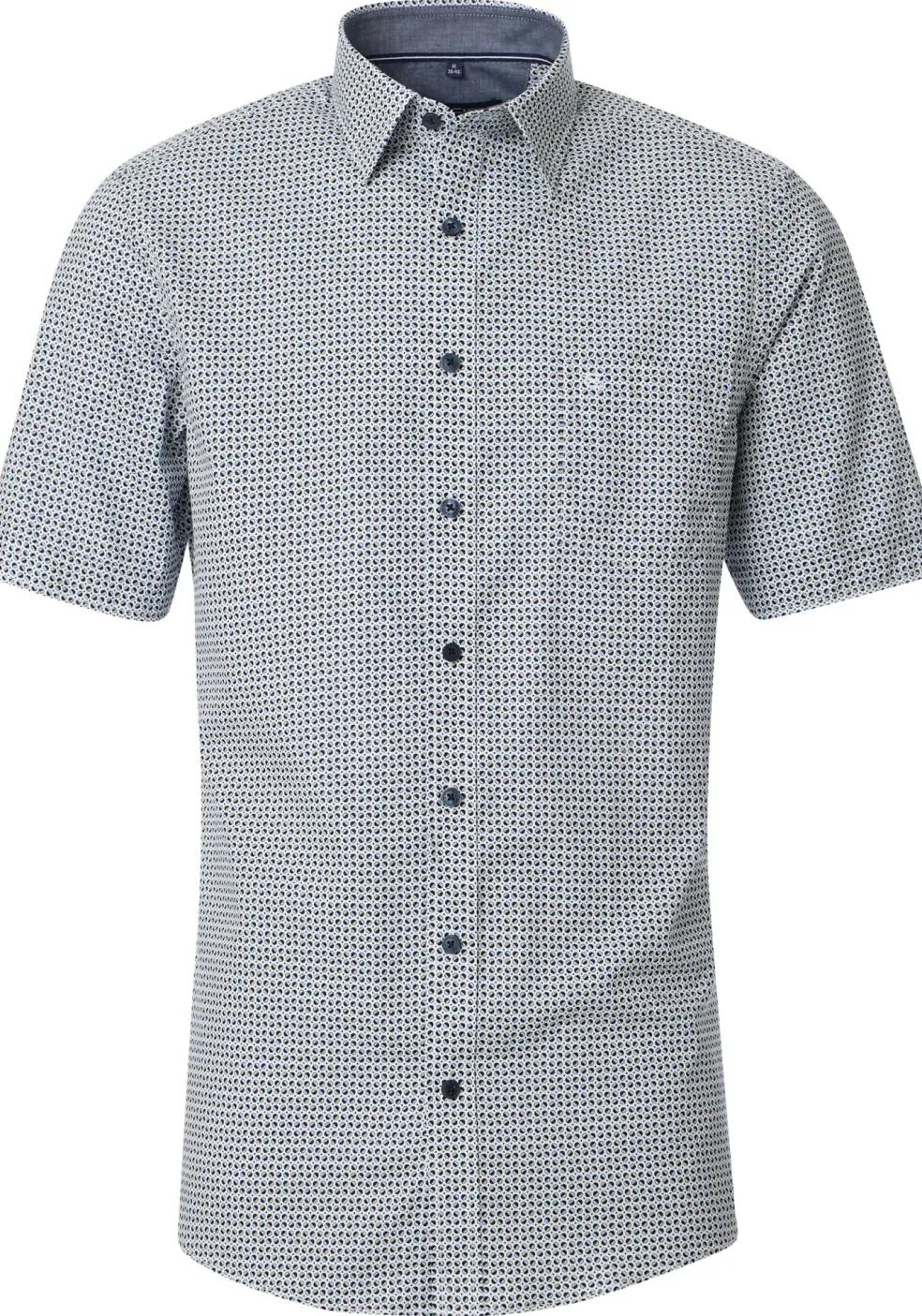 CASA MODA Sport comfort fit overhemd, korte mouw, popeline, blauw dessin