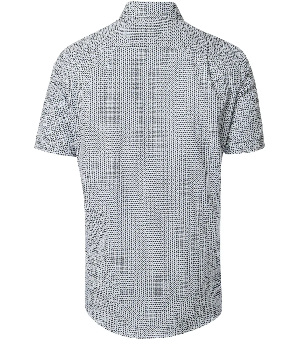 CASA MODA Sport comfort fit overhemd, korte mouw, popeline, blauw dessin