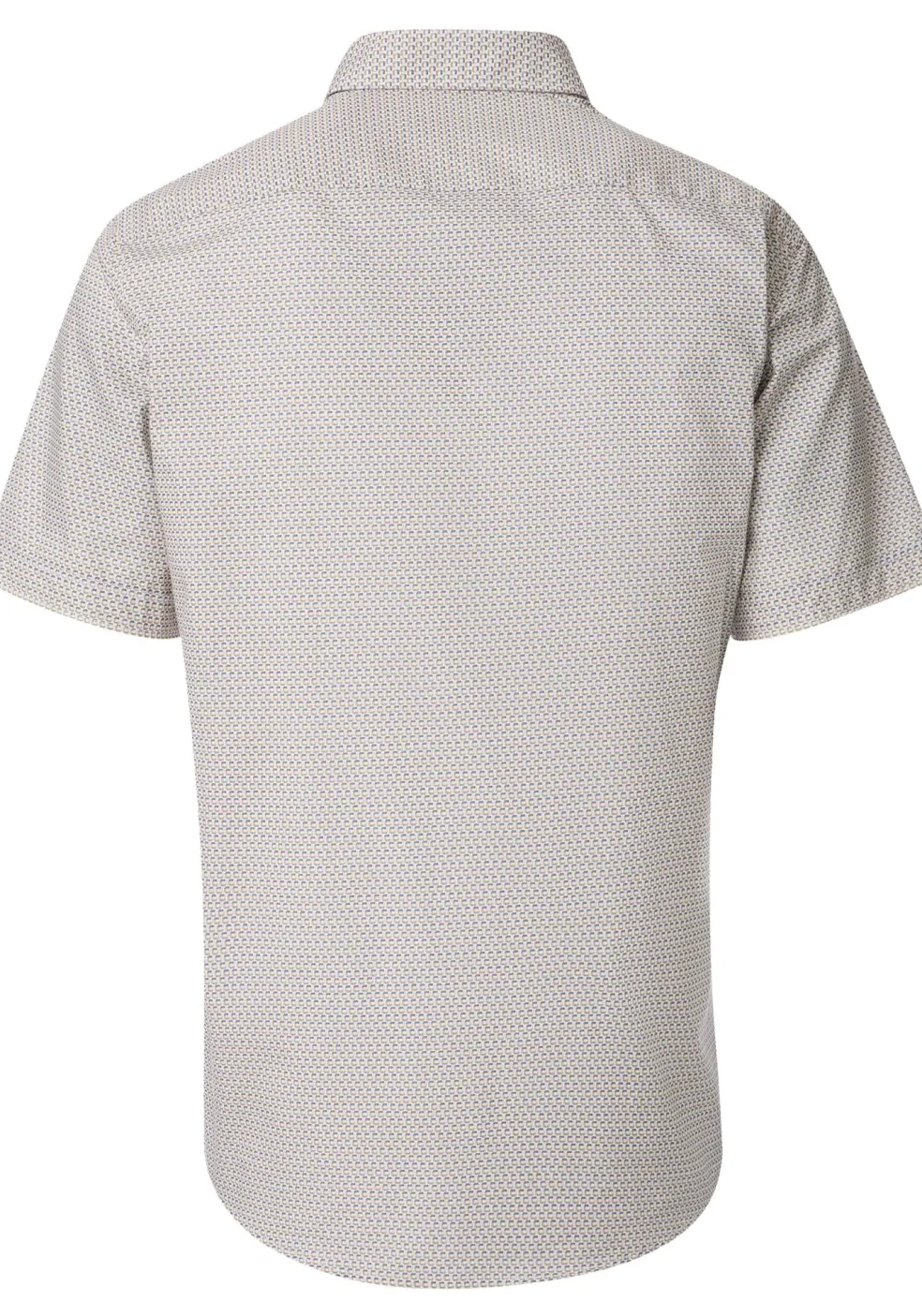 CASA MODA Sport comfort fit overhemd, korte mouw, popeline, blauw met groen en wit dessin