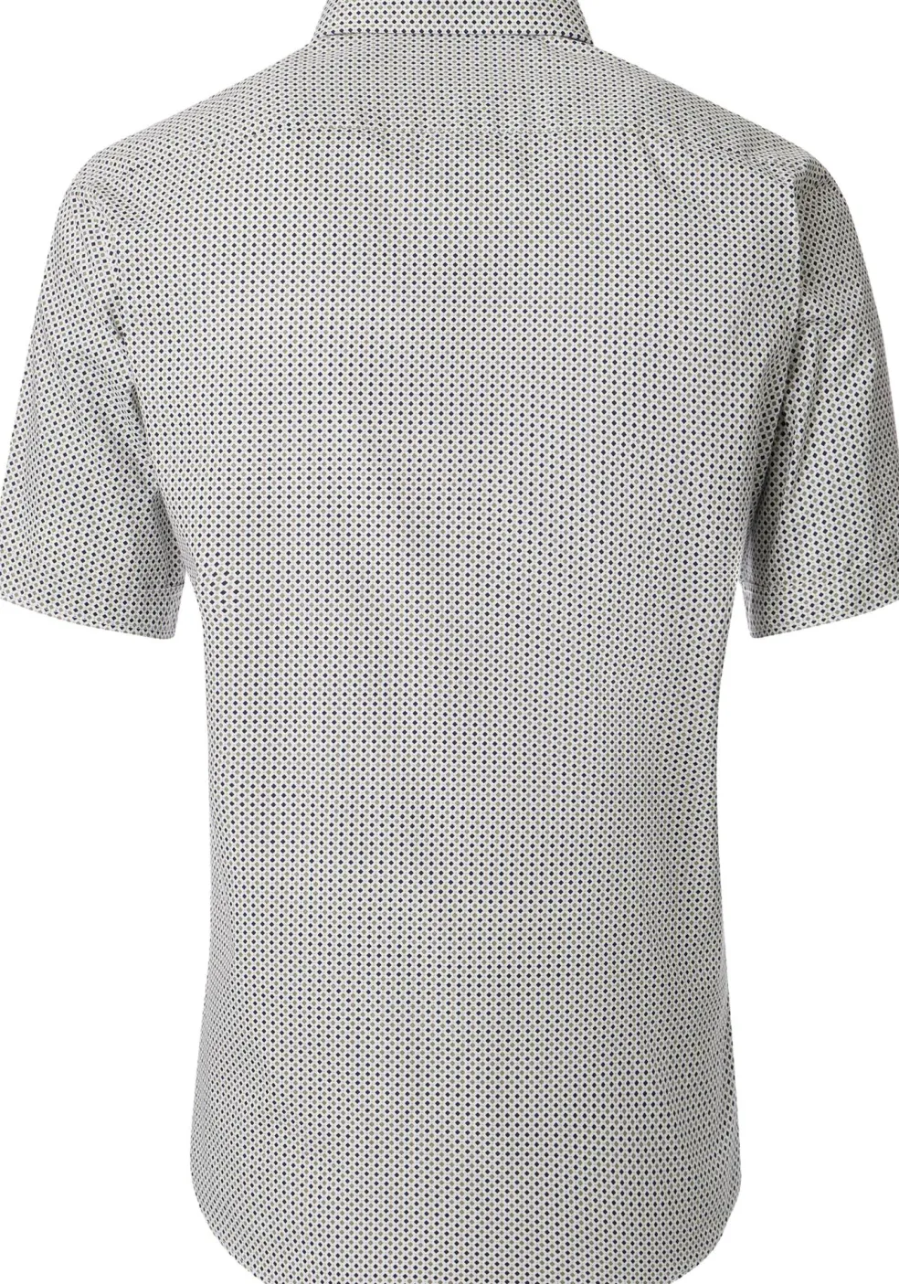CASA MODA Sport comfort fit overhemd, korte mouw, popeline, wit met blauw en groen dessin