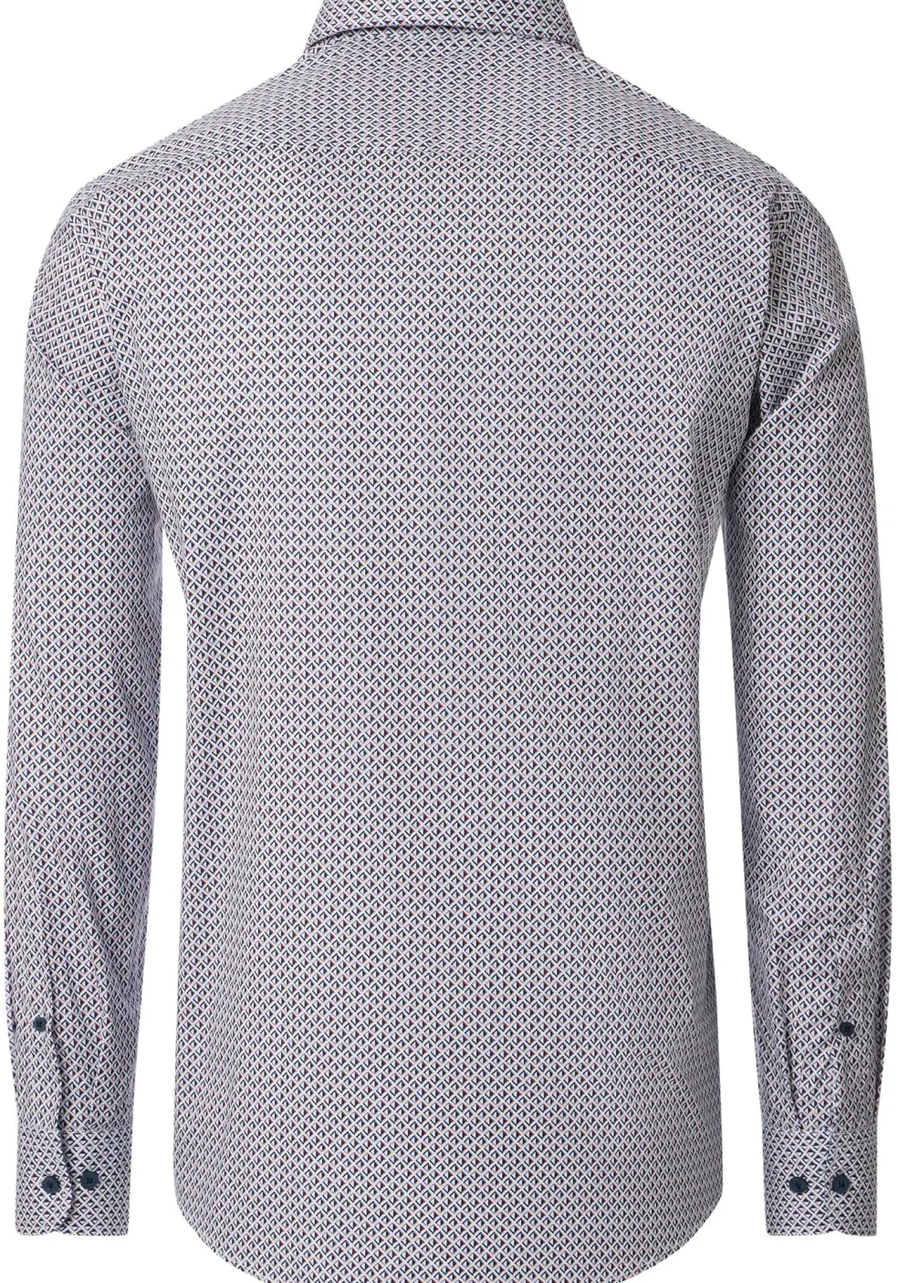 CASA MODA Sport comfort fit overhemd, popeline, wit met blauw en rood dessin