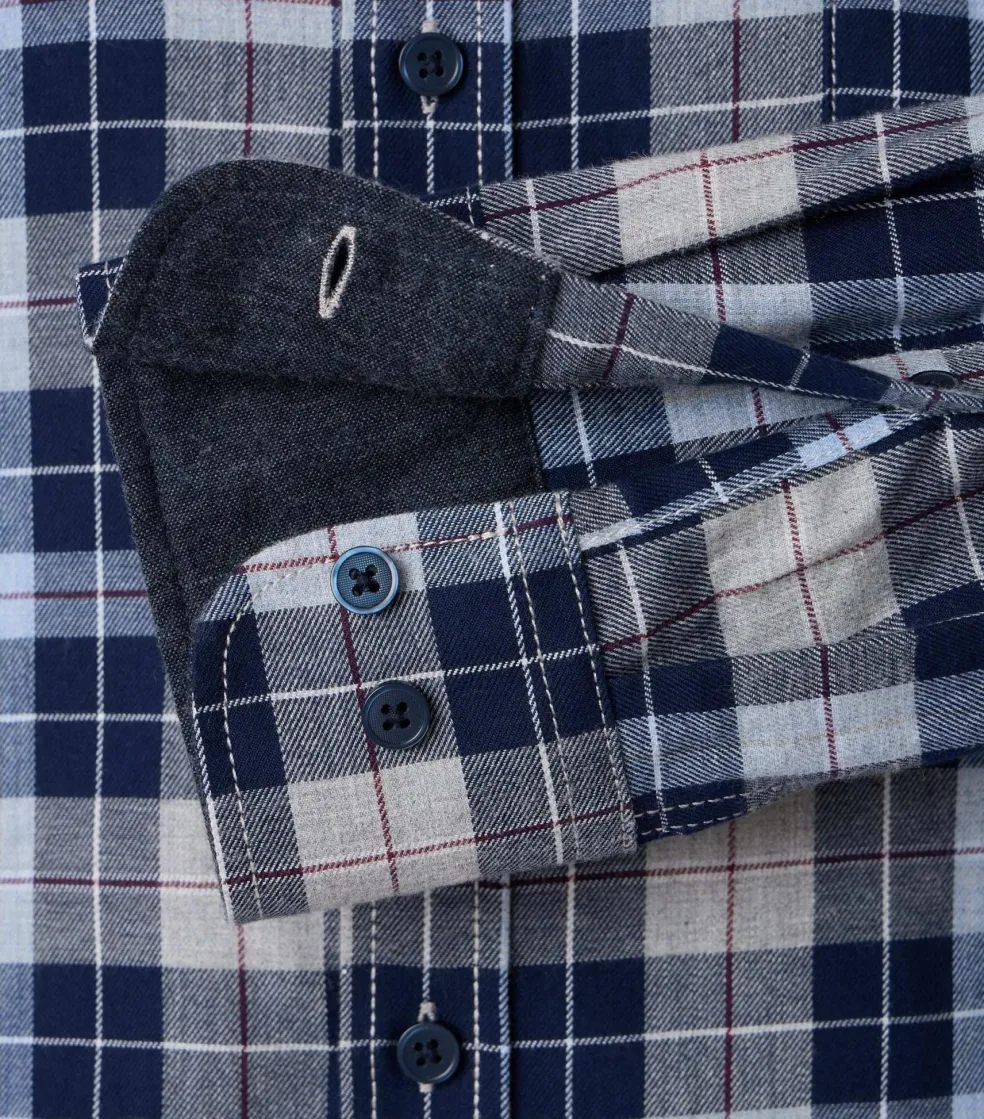 CASA MODA Sport comfort fit overhemd, flanel, blauw geruit
