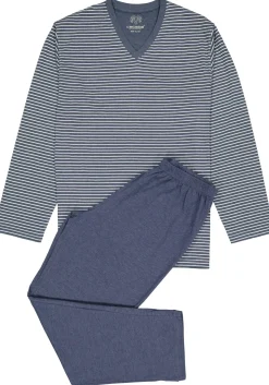 Ceceba heren pyjama, blauw met wit gestreept