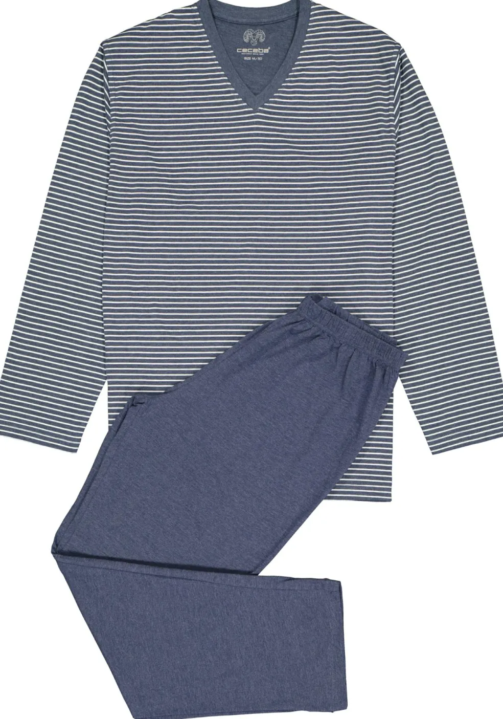 Ceceba heren pyjama, blauw met wit gestreept