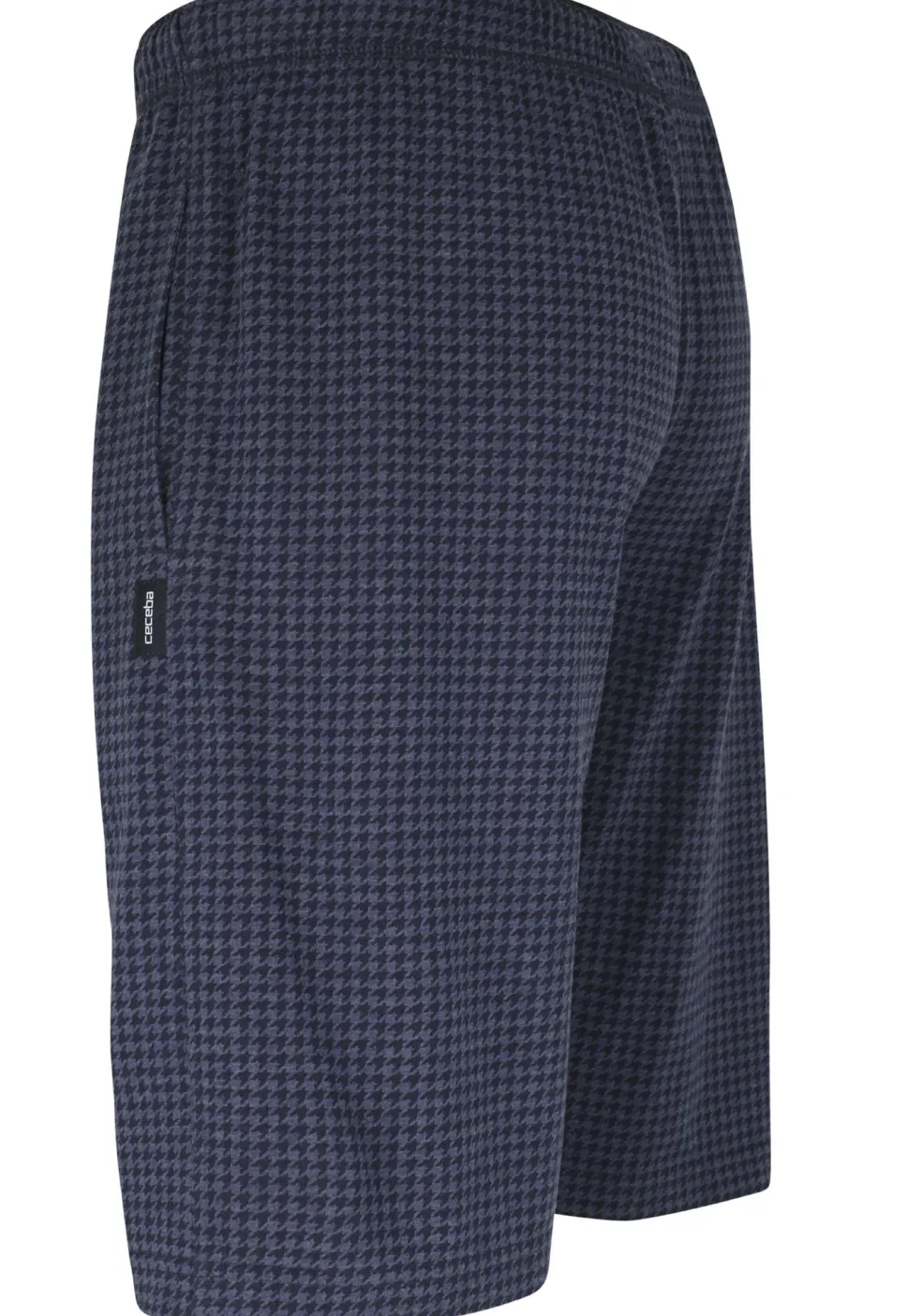 Ceceba heren pyjamabroek kort, blauw pied de poule