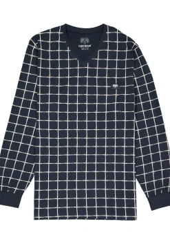 Ceceba heren pyjama, donkerblauw met wit geruit
