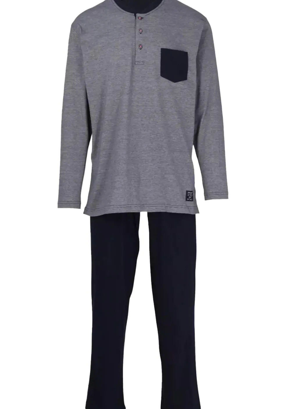 Ceceba heren pyjama O-hals met knoopjes, donkerblauw