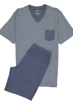 Ceceba heren shortama, blauw met wit gestreept