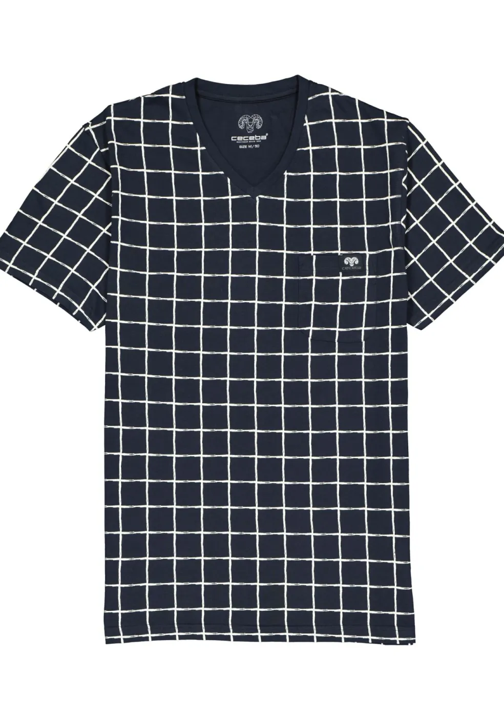 Ceceba heren shortama, donkerblauw met wit geruit