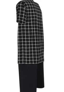 Ceceba heren shortama, donkerblauw met wit geruit