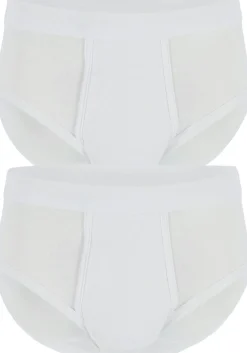 Ceceba heren slips met gulp, fijnrib (2-pack), wit