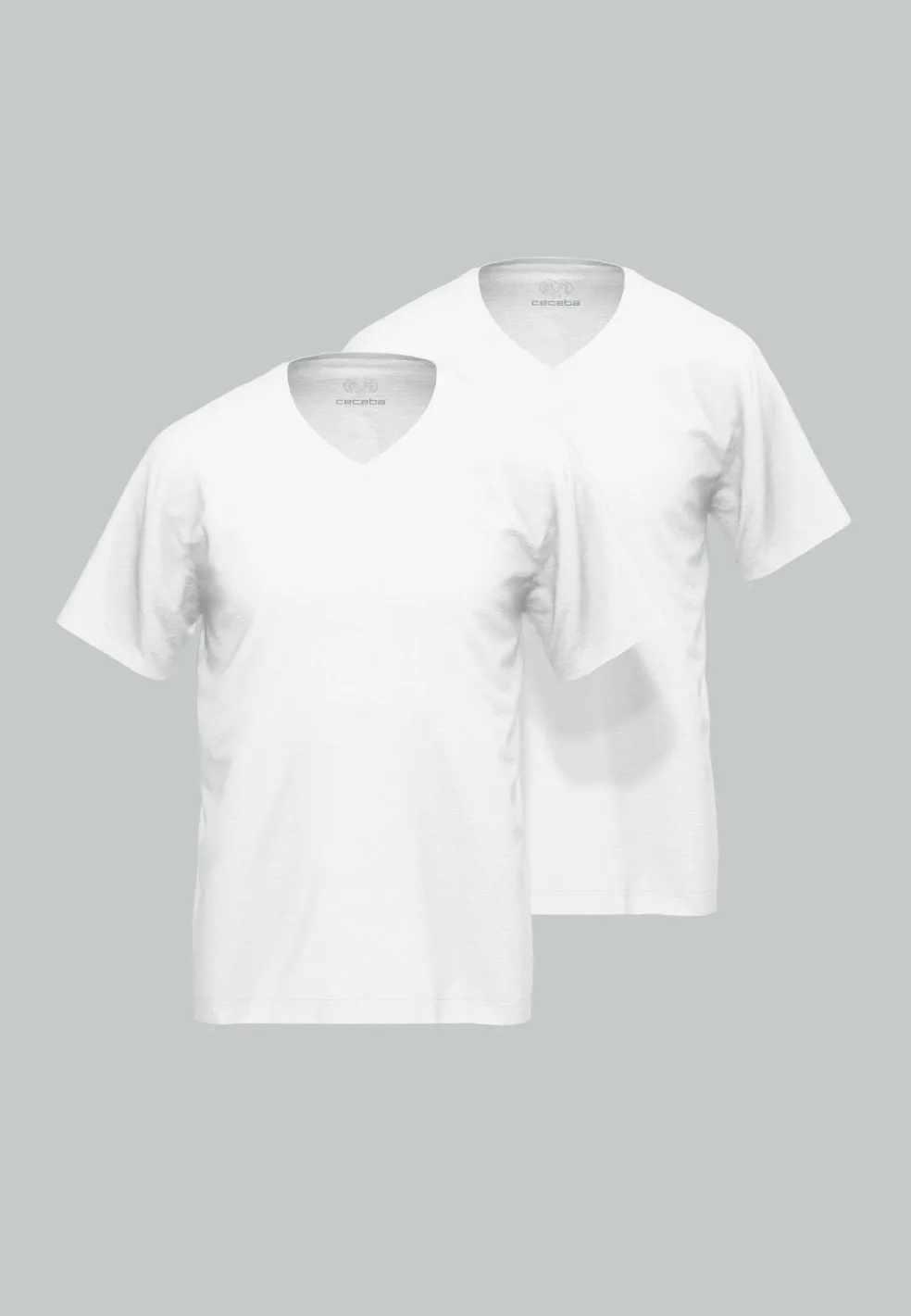 Ceceba heren T-shirt V-hals (2-pack), wit