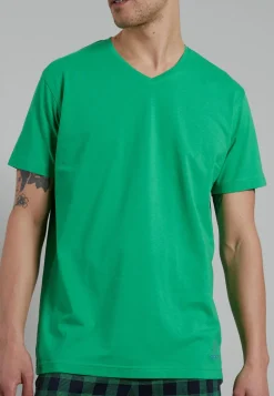 Ceceba heren T-shirt V-hals (1-pack), middengroen