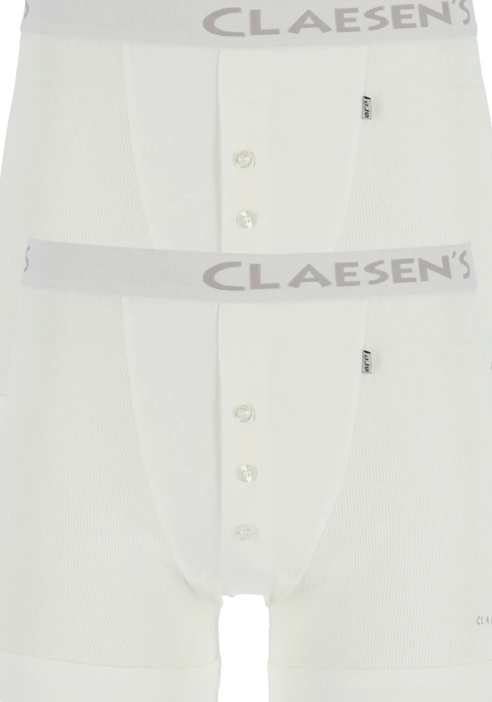 Claesen's Basics boxers (2-pack), retro rib heren boxers met gulp, wit