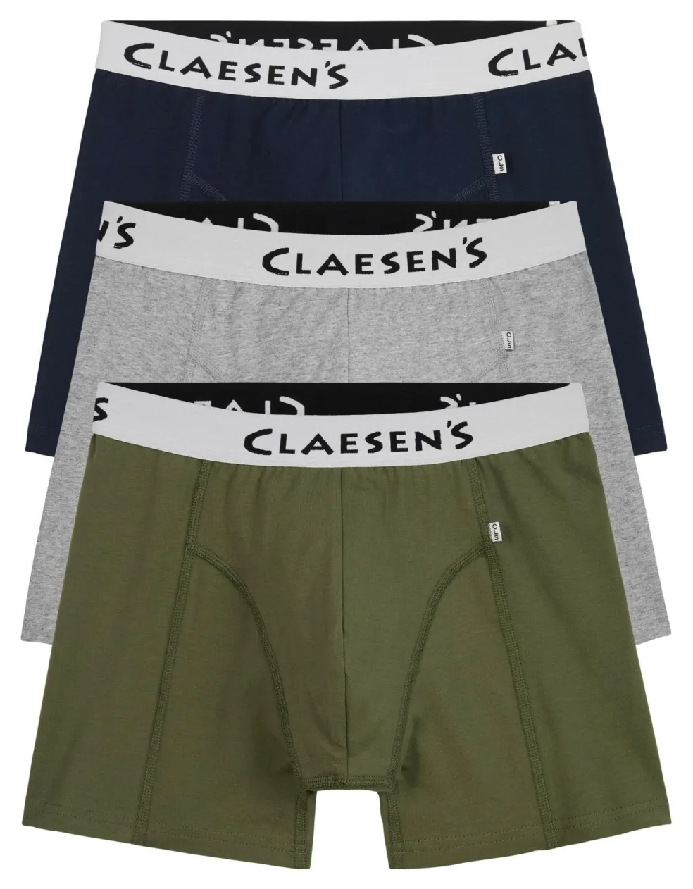 Claesen's Basics normale lengte boxer (3-pack), heren boxer, grijs, groen, blauw