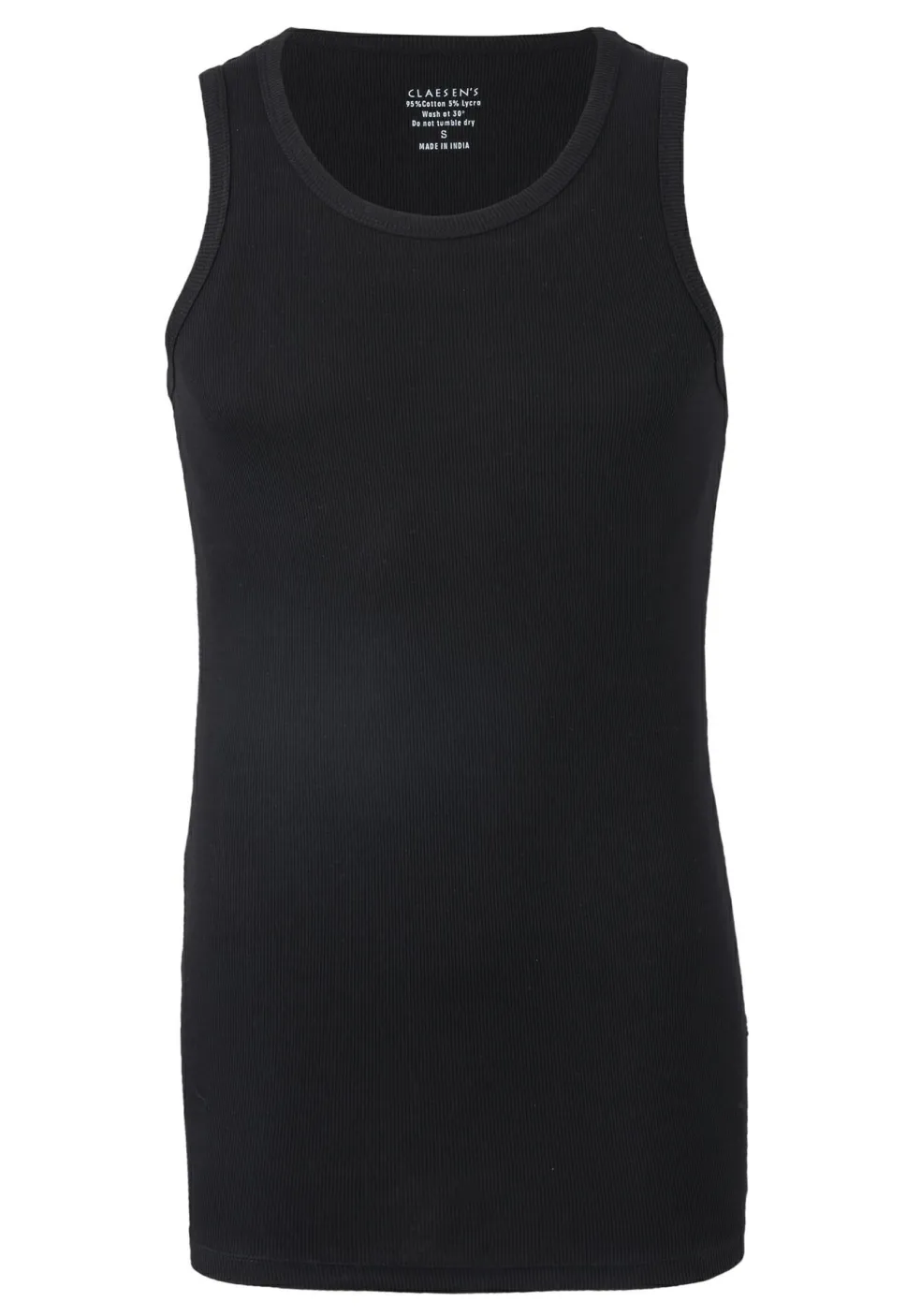 Claesen's Basics singlets (2-pack), heren rib ondershirts, zwart