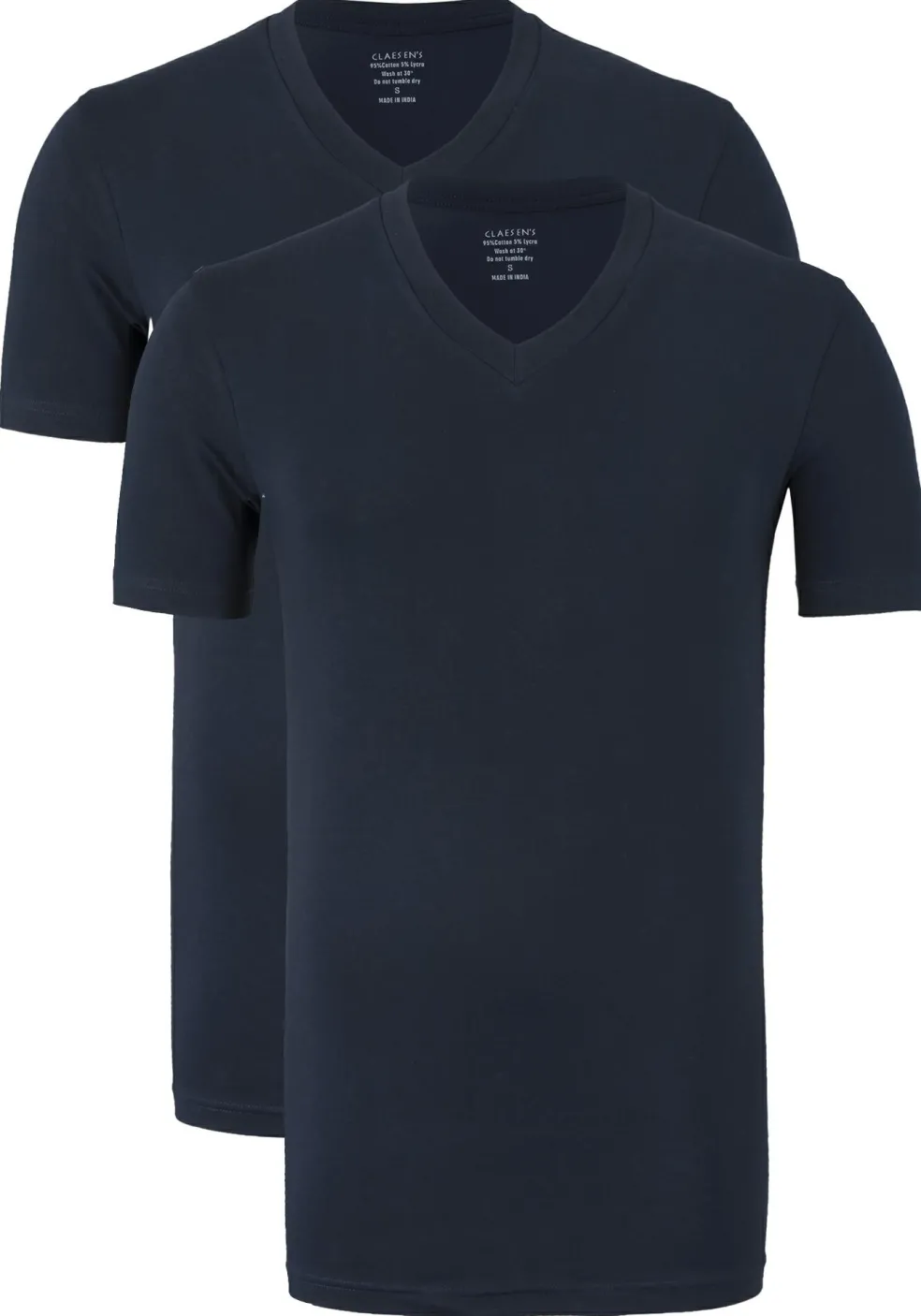 Claesen's Basics T-shirts (2-pack), heren T-shirts V-hals, blauw
