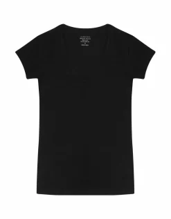 Claesen's dames Basics T-shirt (1-pack), V-hals T-shirt korte mouw, zwart