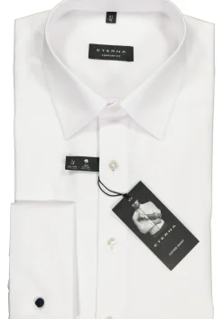 ETERNA comfort fit overhemd, dubbele manchet, niet doorschijnend twill heren overhemd, wit