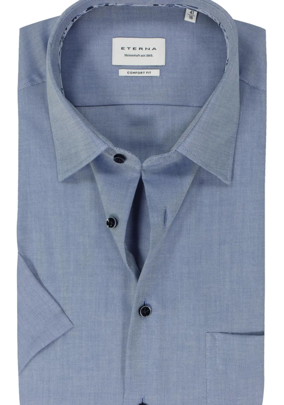 ETERNA comfort fit overhemd korte mouw, Oxford, middenblauw
