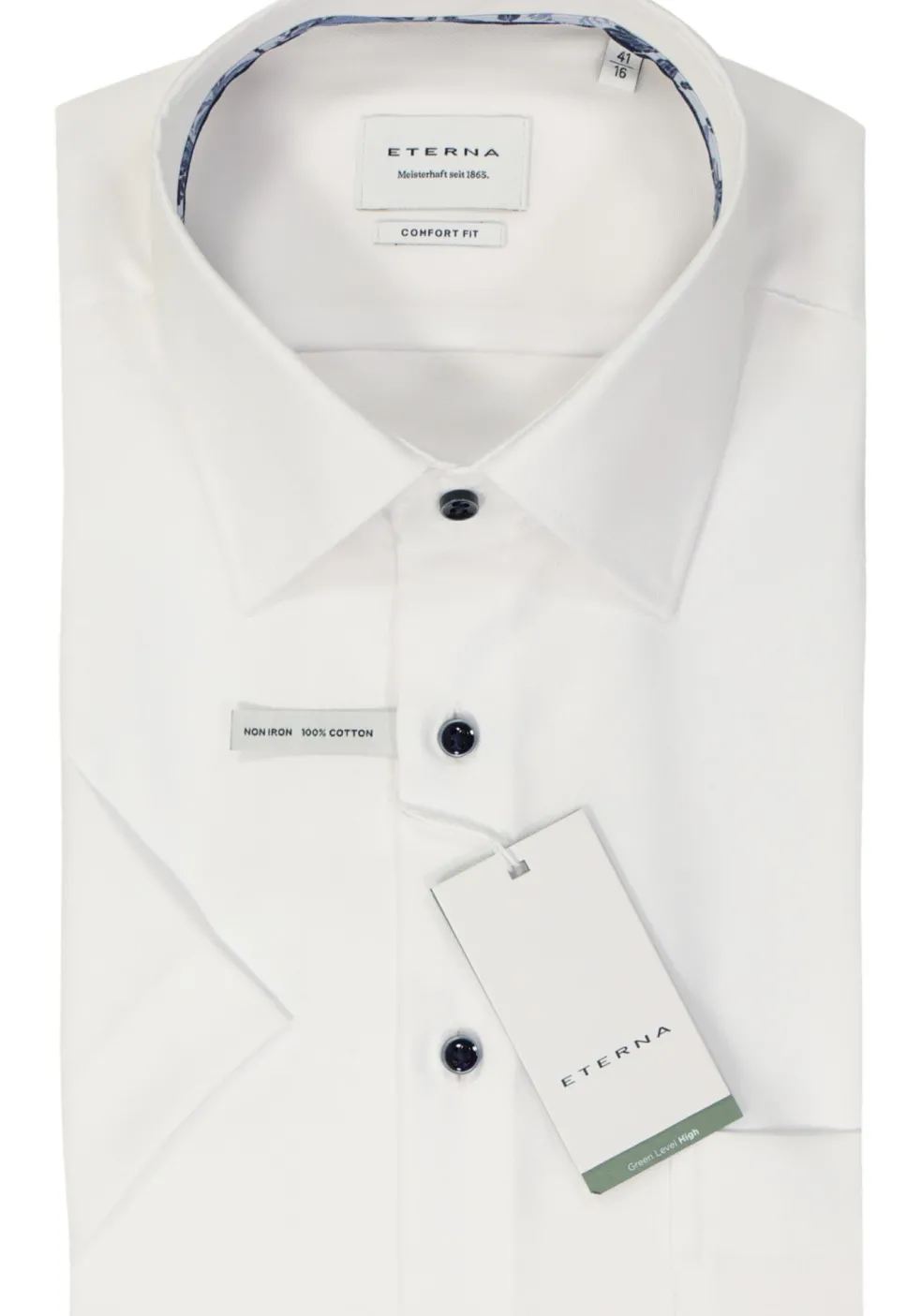 ETERNA comfort fit overhemd korte mouw, Oxford, wit