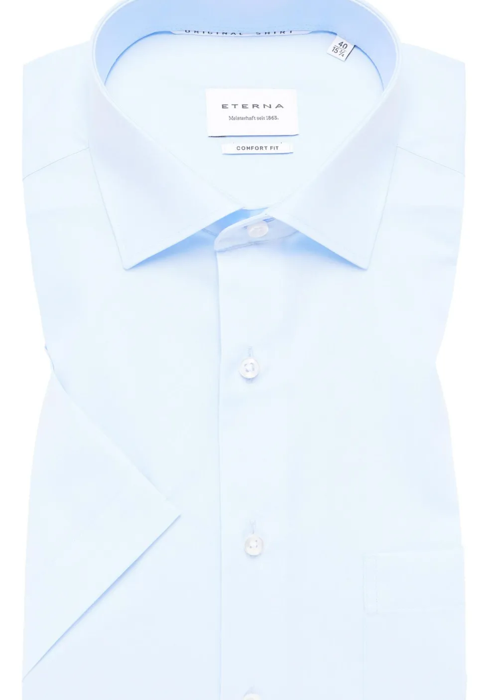 ETERNA comfort fit overhemd korte mouw, popeline, lichtblauw