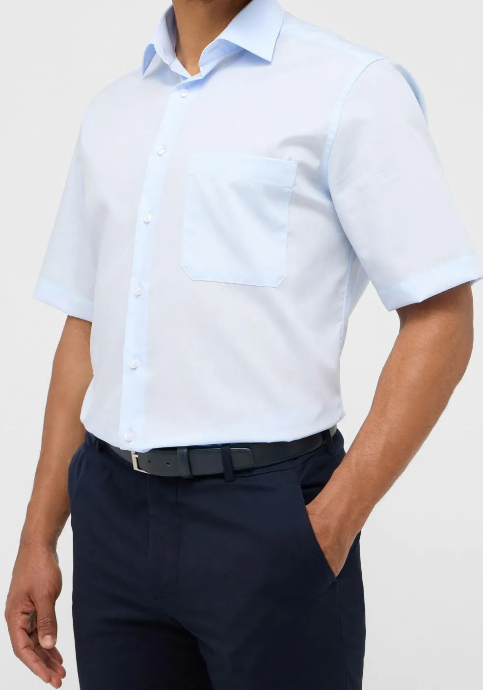 ETERNA comfort fit overhemd korte mouw, popeline, lichtblauw