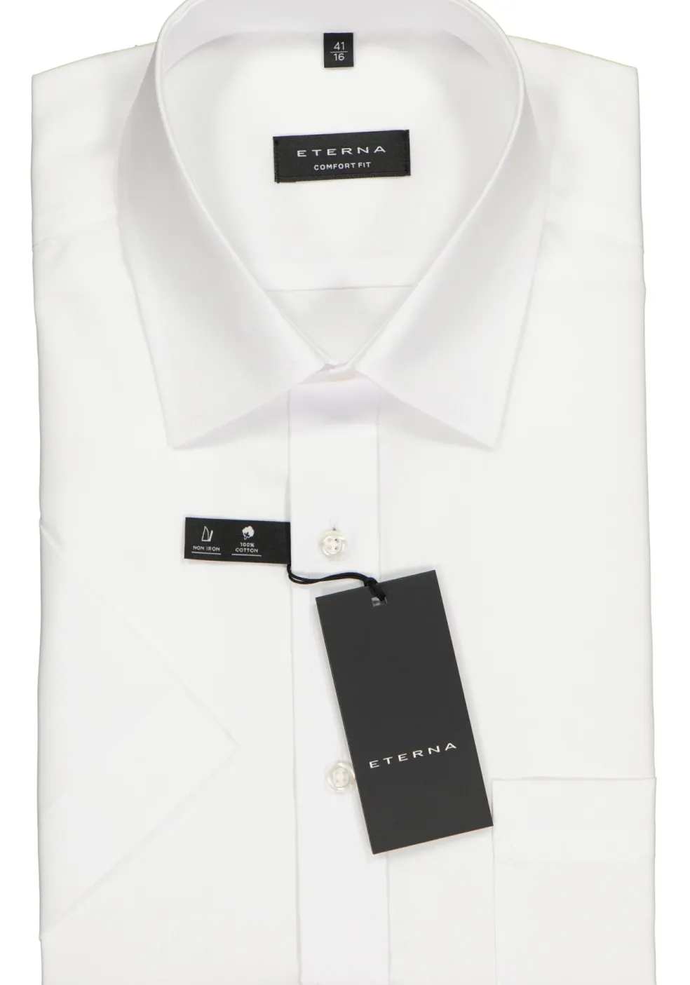 ETERNA comfort fit overhemd, korte mouw, poplin heren overhemd, wit