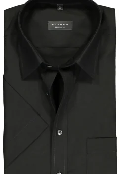 ETERNA comfort fit overhemd, korte mouw, poplin heren overhemd, zwart