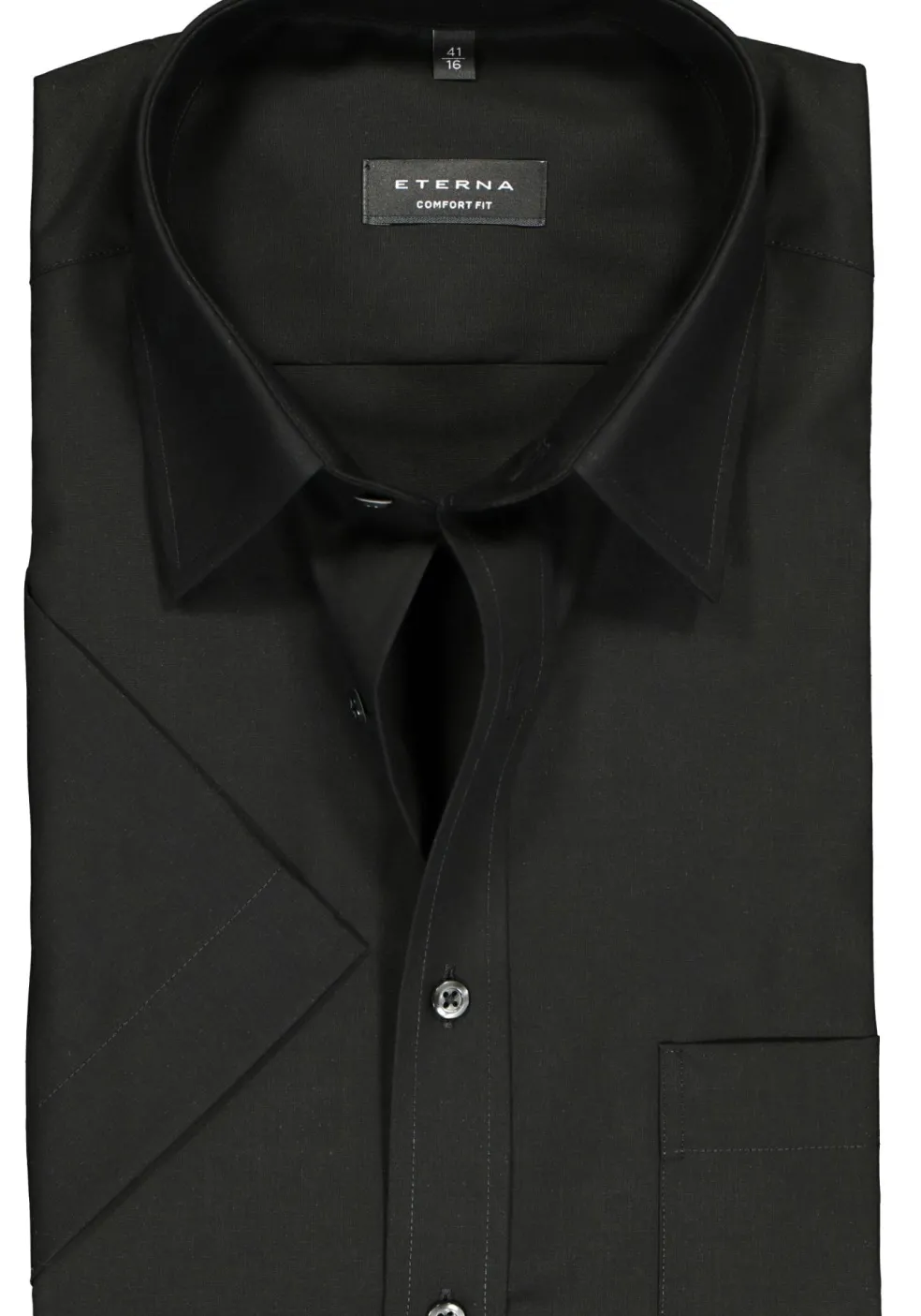 ETERNA comfort fit overhemd, korte mouw, poplin heren overhemd, zwart