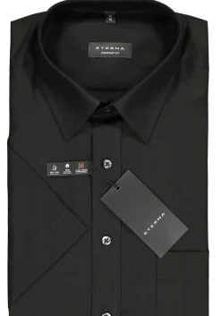 ETERNA comfort fit overhemd, korte mouw, poplin heren overhemd, zwart