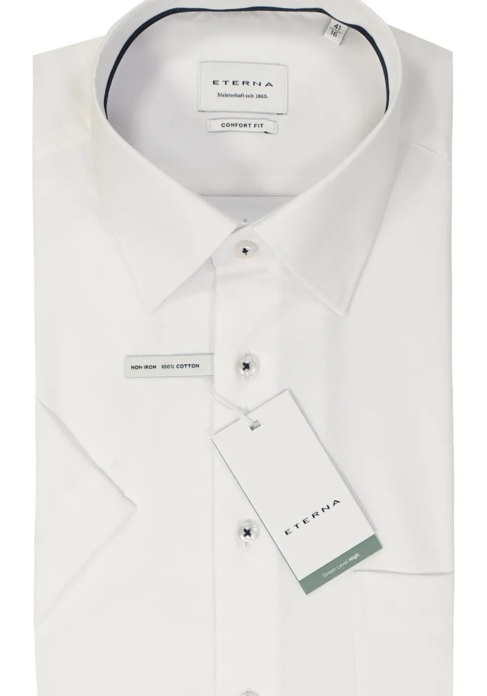 ETERNA comfort fit overhemd korte mouw, natte, wit