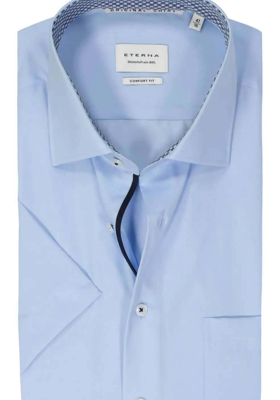 ETERNA comfort fit overhemd korte mouw, popeline, lichtblauw