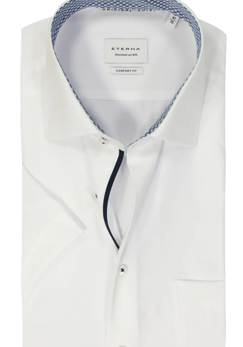 ETERNA comfort fit overhemd korte mouw, popeline, wit