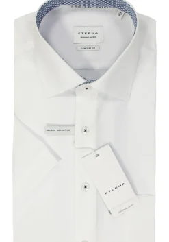 ETERNA comfort fit overhemd korte mouw, popeline, wit