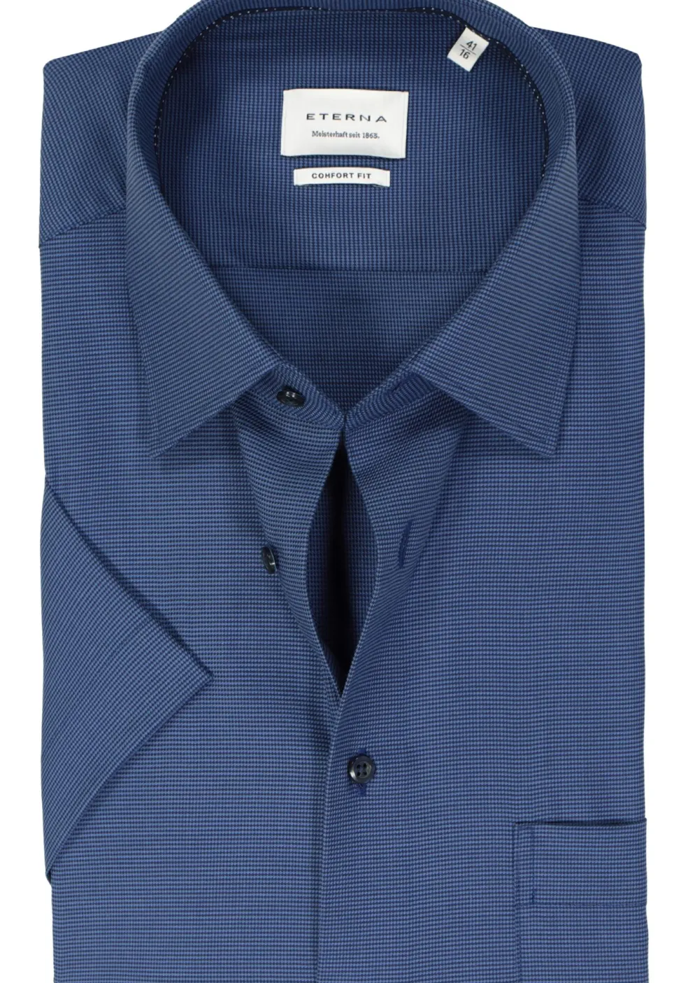 ETERNA comfort fit overhemd korte mouw, twill, donkerblauw