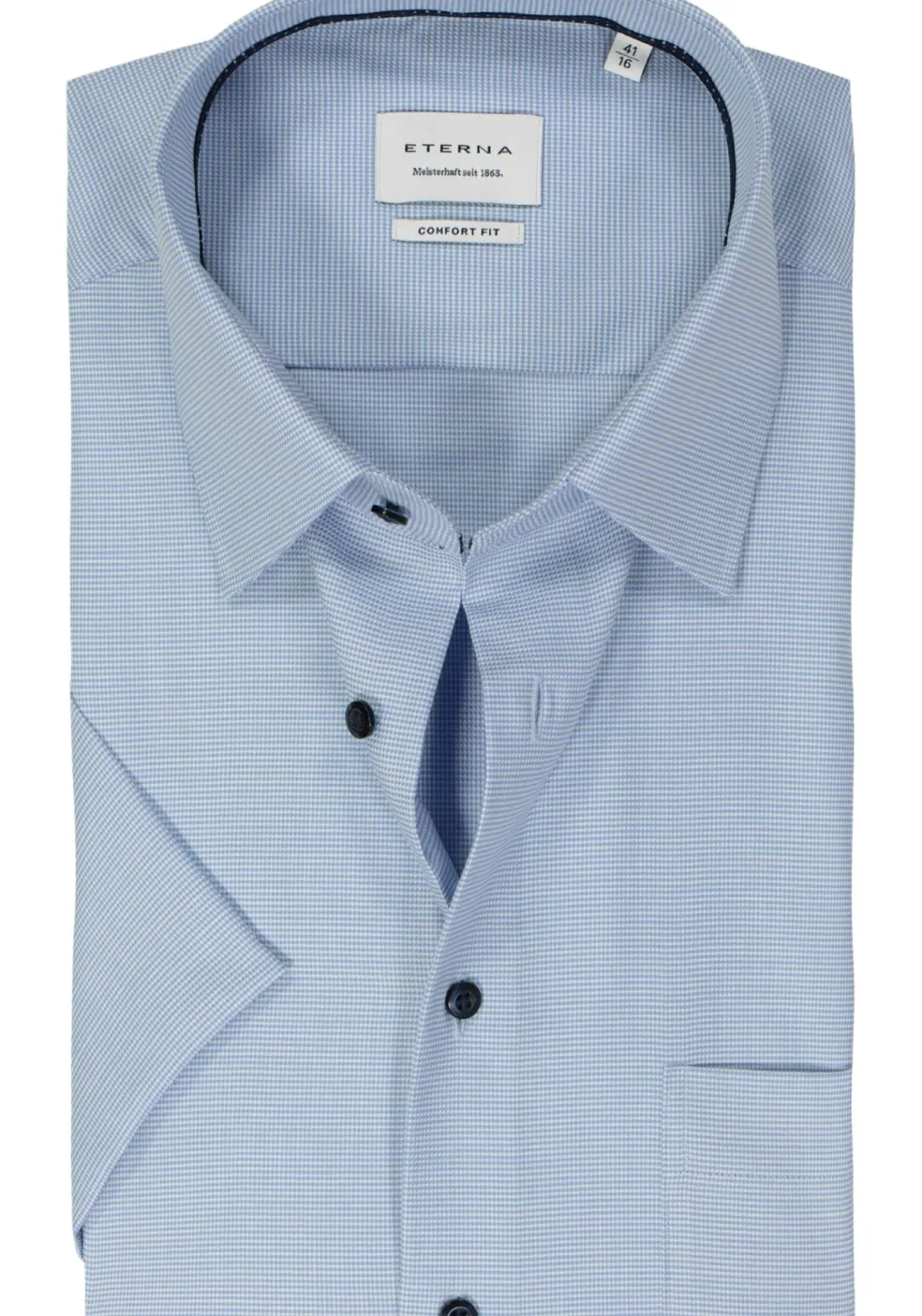 ETERNA comfort fit overhemd korte mouw, twill, lichtblauw