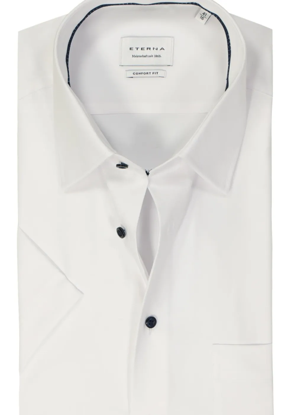 ETERNA comfort fit overhemd korte mouw, twill, wit