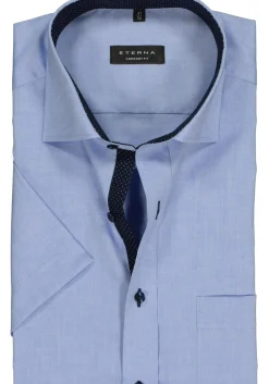 ETERNA comfort fit overhemd, korte mouw, fijn Oxford heren overhemd, lichtblauw (blauw gestipt contrast)
