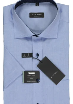 ETERNA comfort fit overhemd, korte mouw, fijn Oxford heren overhemd, lichtblauw (blauw gestipt contrast)
