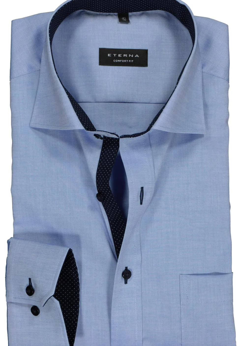 ETERNA comfort fit overhemd, mouwlengte 7, fijn Oxford heren overhemd, lichtblauw (blauw gestipt contrast)