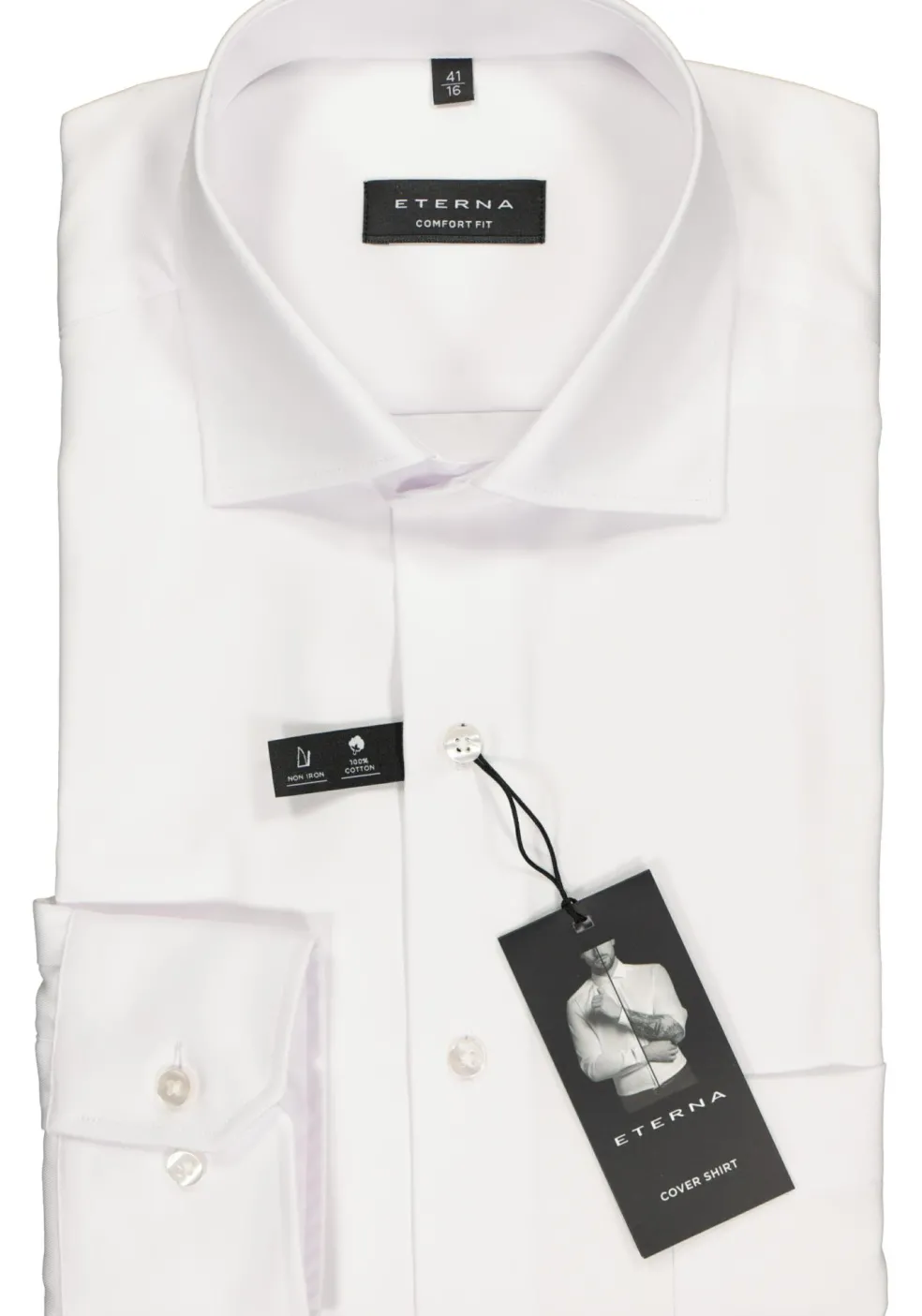 ETERNA comfort fit overhemd, niet doorschijnend twill heren overhemd, wit