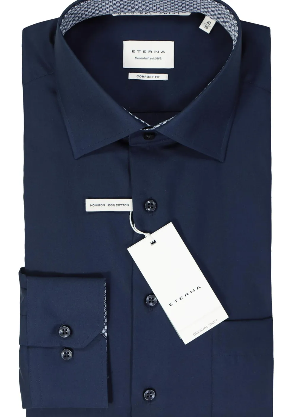 ETERNA comfort fit overhemd, popeline, donkerblauw
